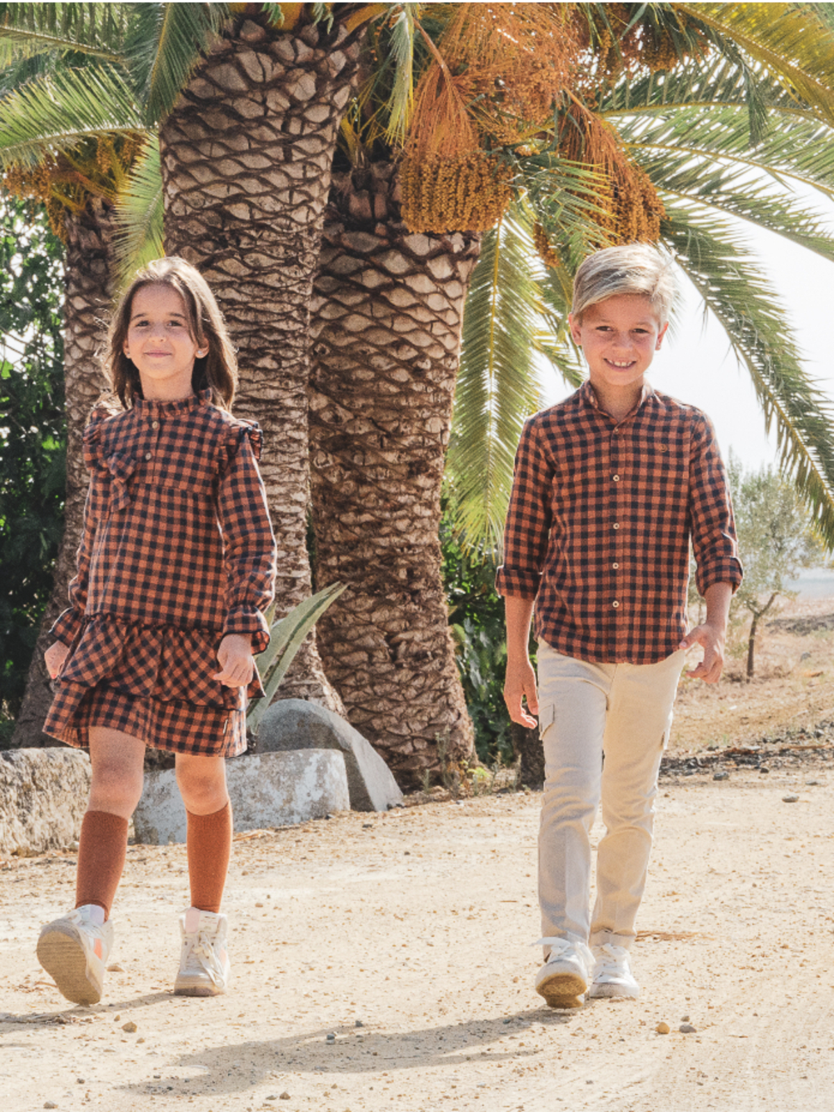 VESTIDO CUADROS VICHY MOSTAZA