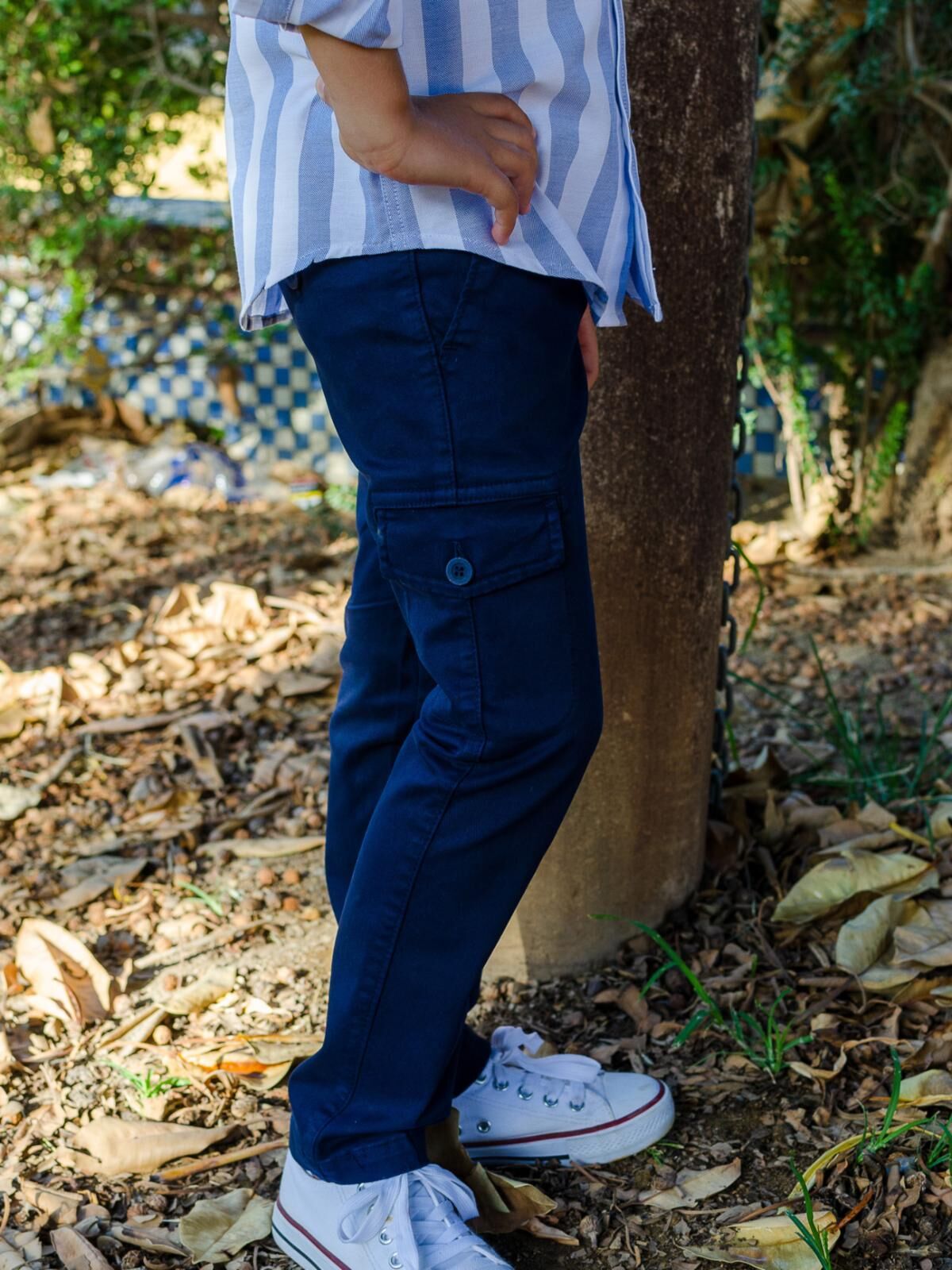 PANTALON CHINO CARGO MARINO 200