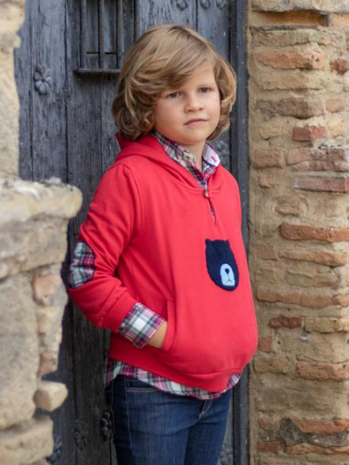 SUDADERA DE NIÑO ROJA OSO