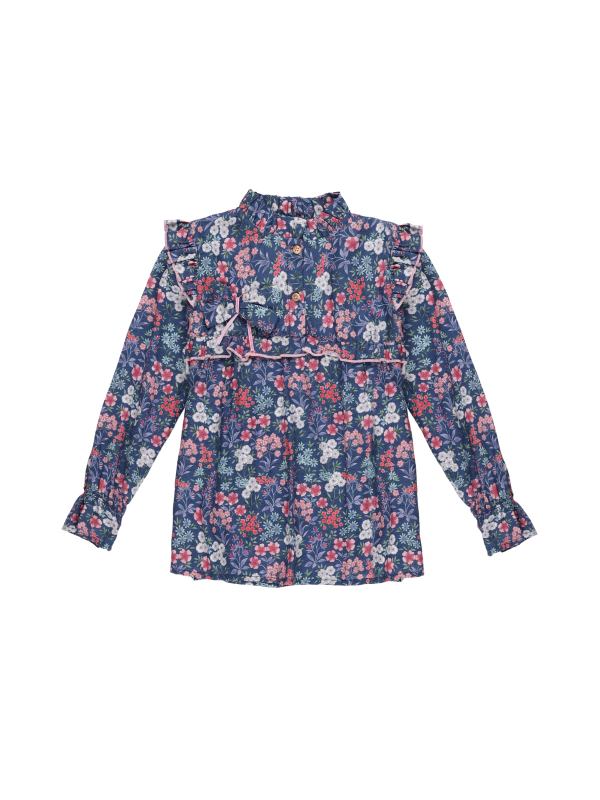 CAMISA NIÑA AZUL FLORES