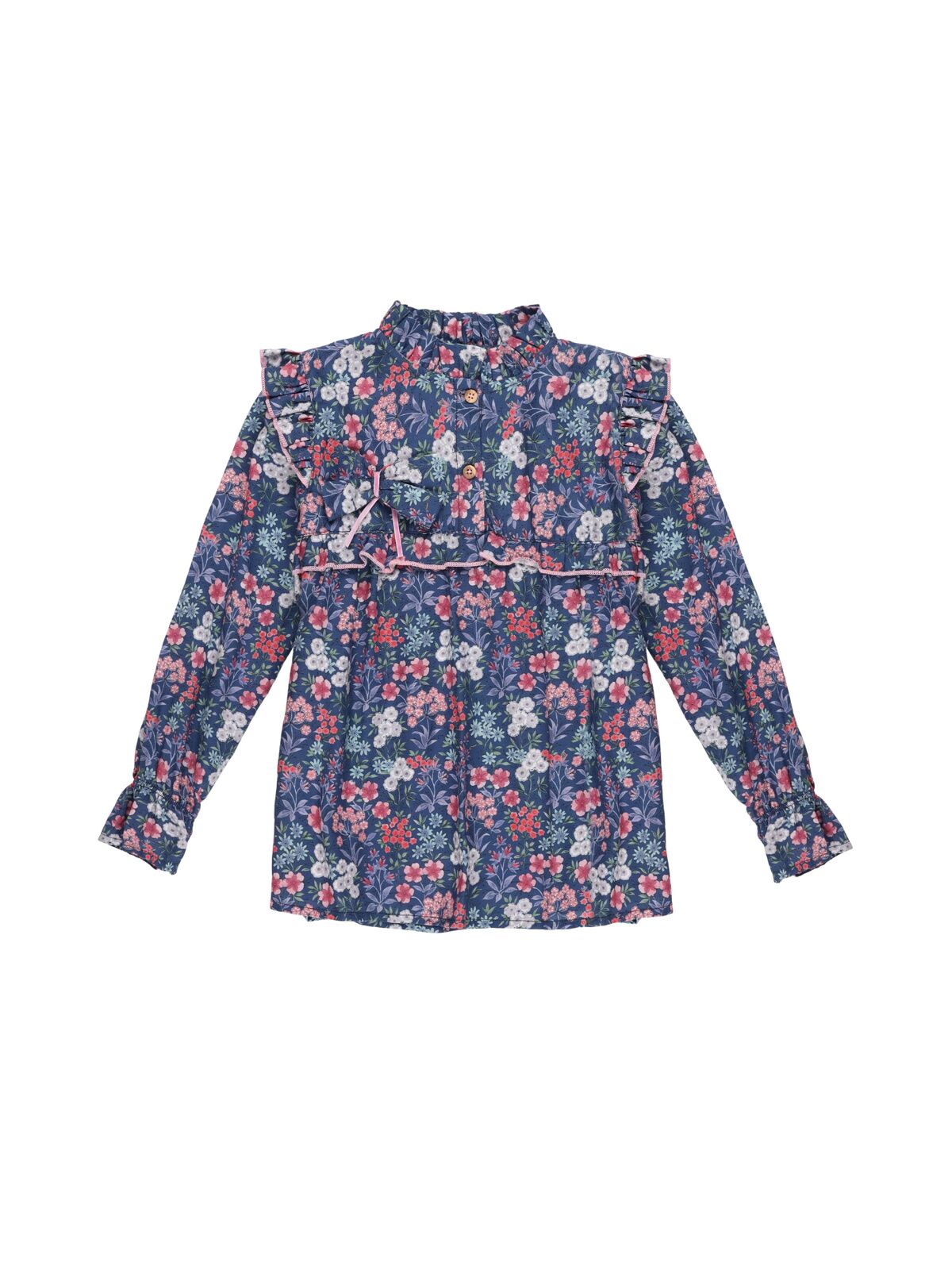 GIRL'S SHIRT BLUE FLOWERS