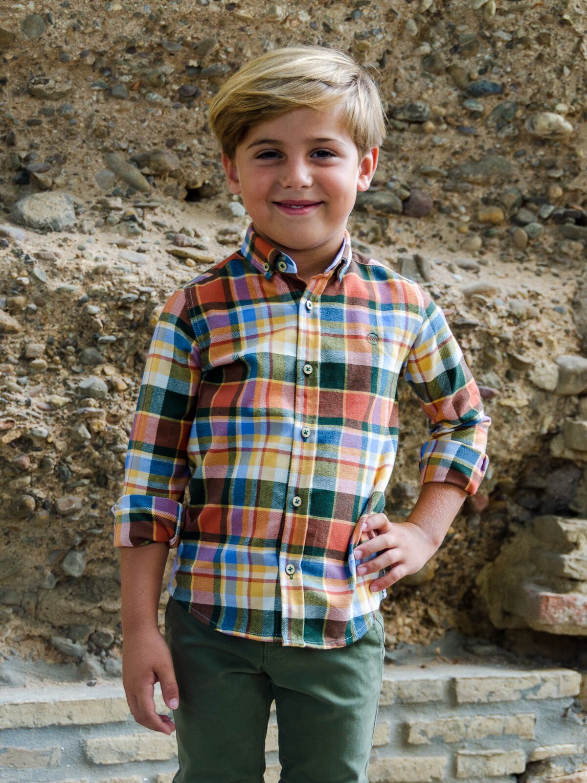 CAMISA NIÑO CUADROS VIELLA ORANGE