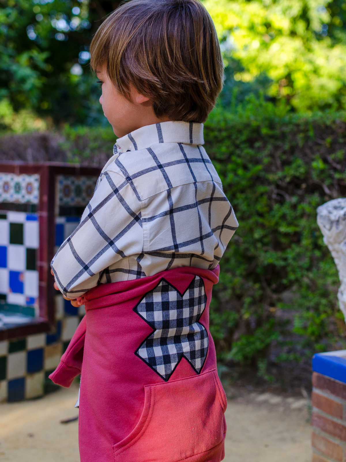 CAMISA CUADROS BEIGE Y NEGRO