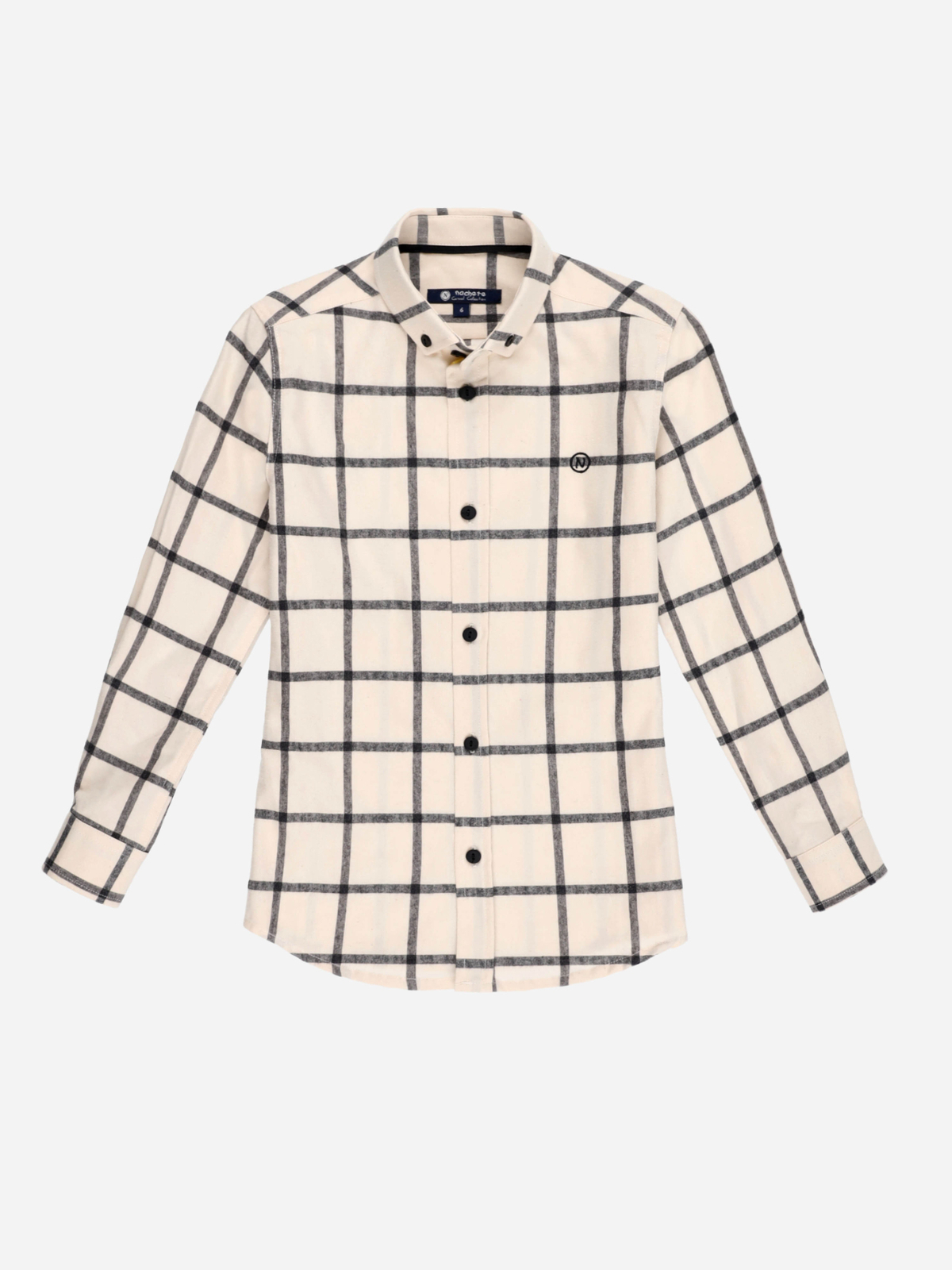 CAMISA CUADROS BEIGE Y NEGRO