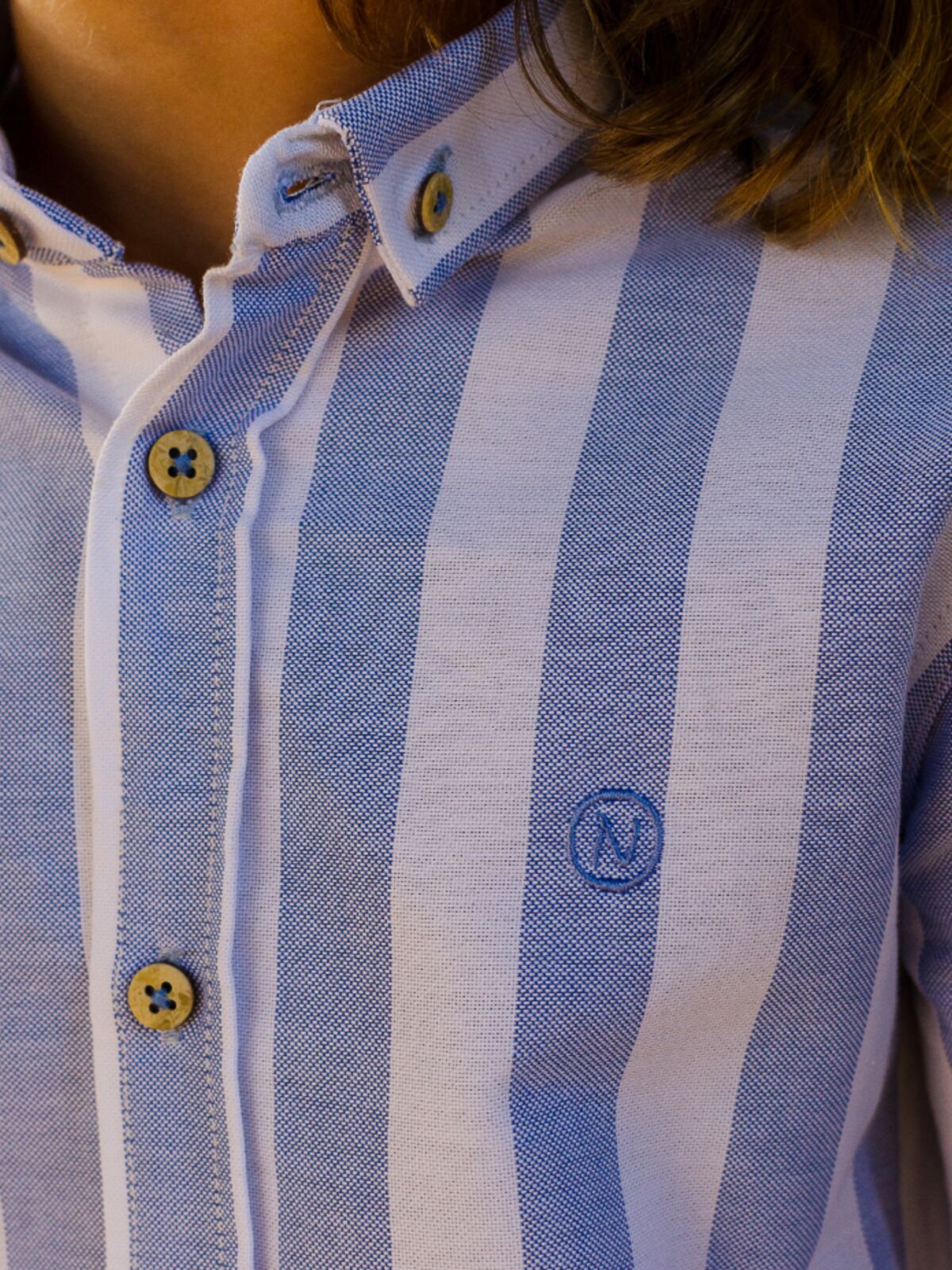 CAMISA NIÑO OXFORD RAYAS CELESTE