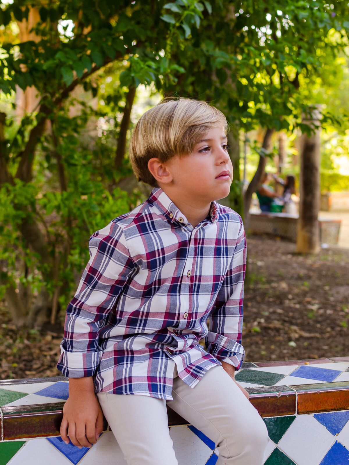CHILDREN'S NAVY PLAID SHIRT