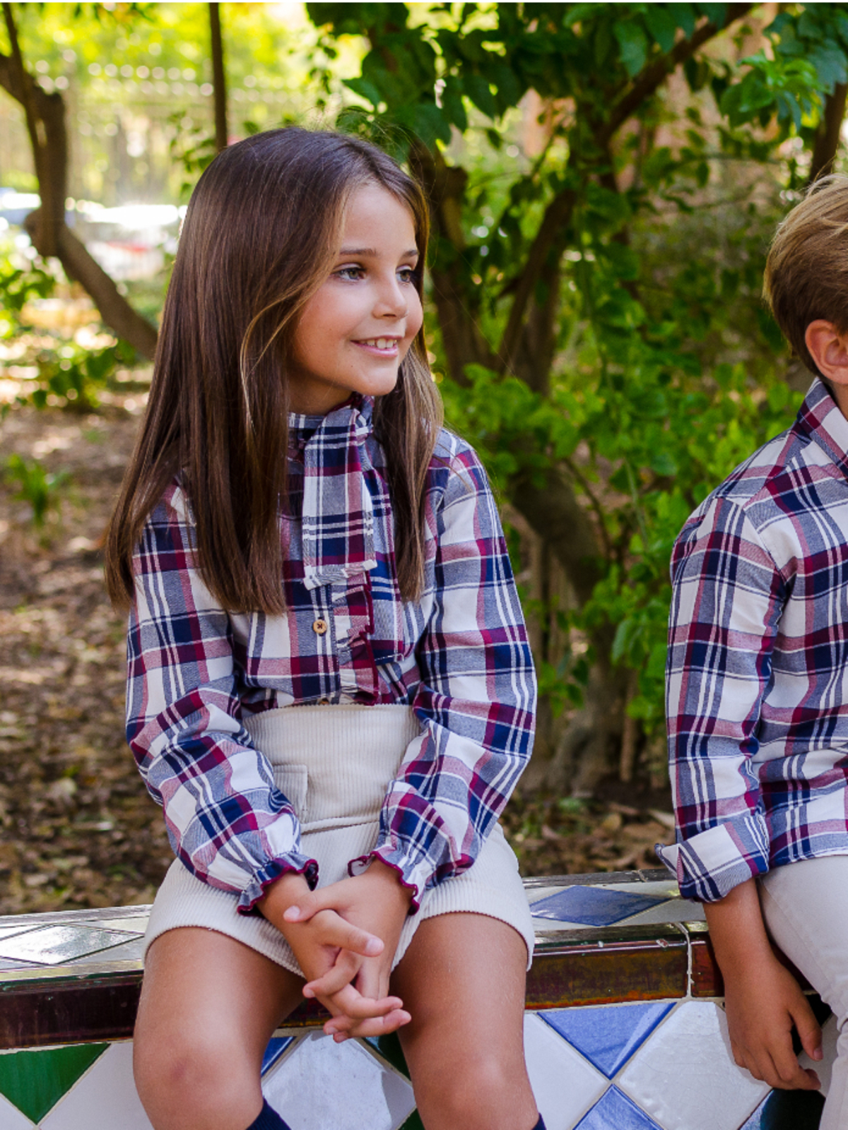 CAMISA NIÑA CUADROS AZULES