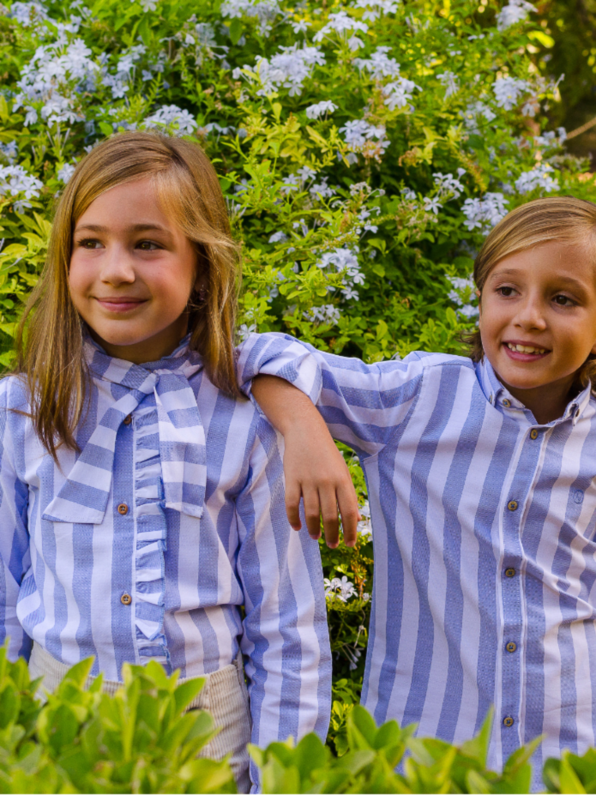 CAMISA NIÑA RAYAS CELESTE