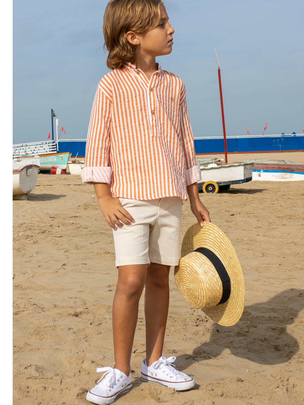 CAMISA NIÑO RAYAS ORANGE BOBLE