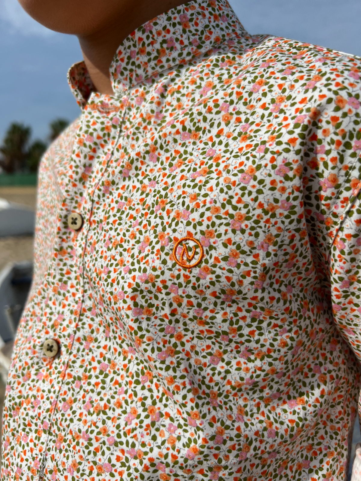 FLOWER ORANGE SHIRT
