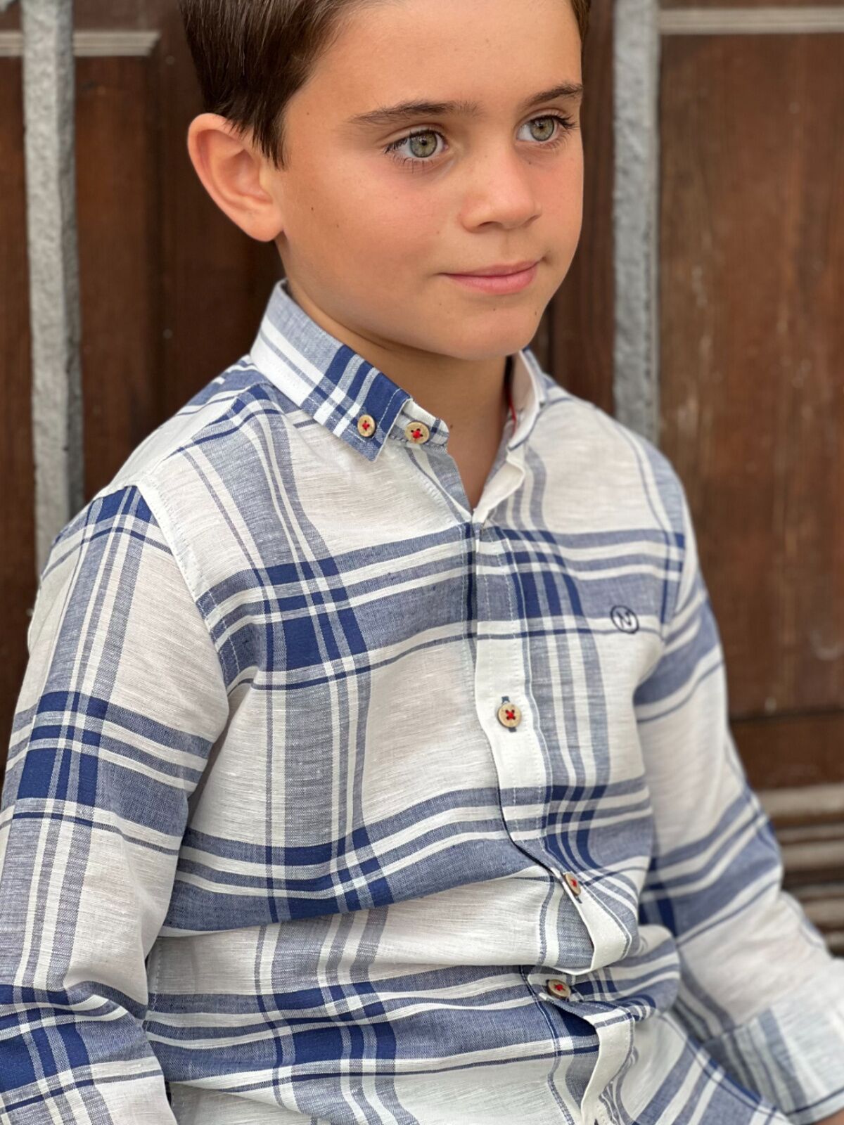 CAMISA NIÑO CUADROS LINO 