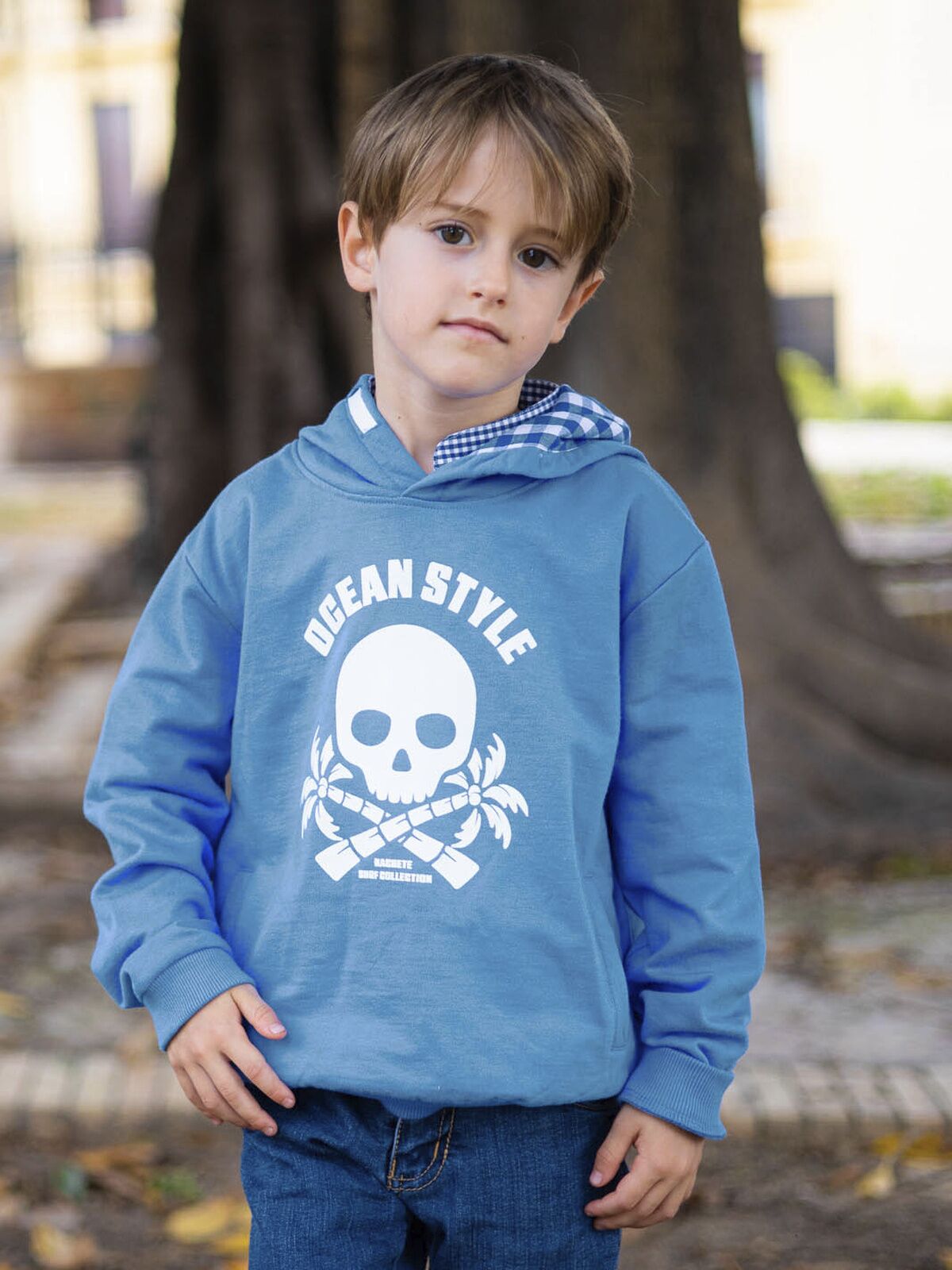 SUDADERA NIÑO AZUL OCEAN STYLE CALAVERA