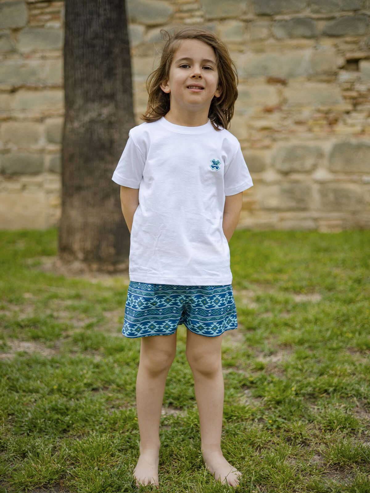 BAÑADOR ÉTNICO GRECA AZUL MAR