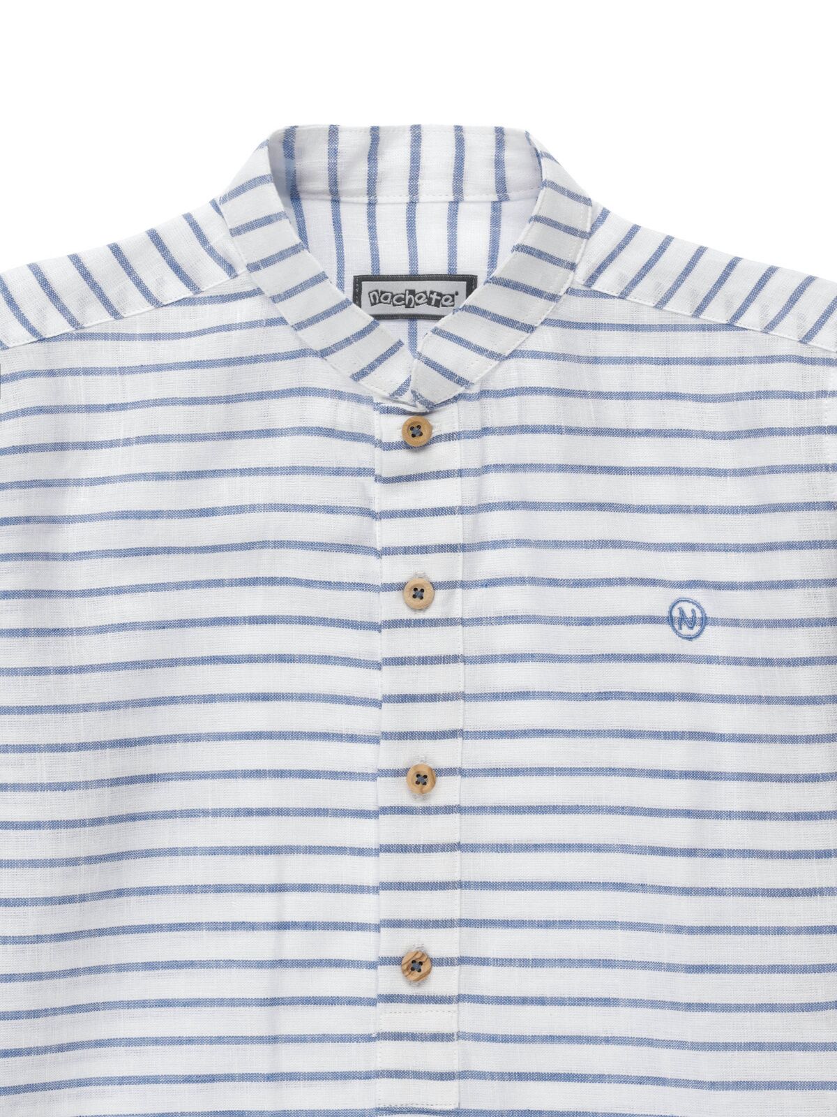 POLERA NIÑO LINO RAYAS HORIZONTALES AZULES