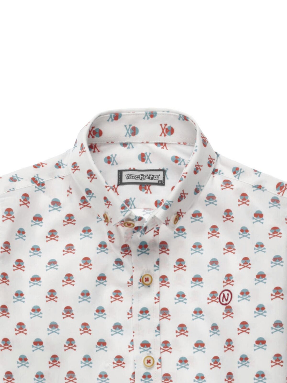 CAMISA CALAVERAS AZULES Y ROJAS