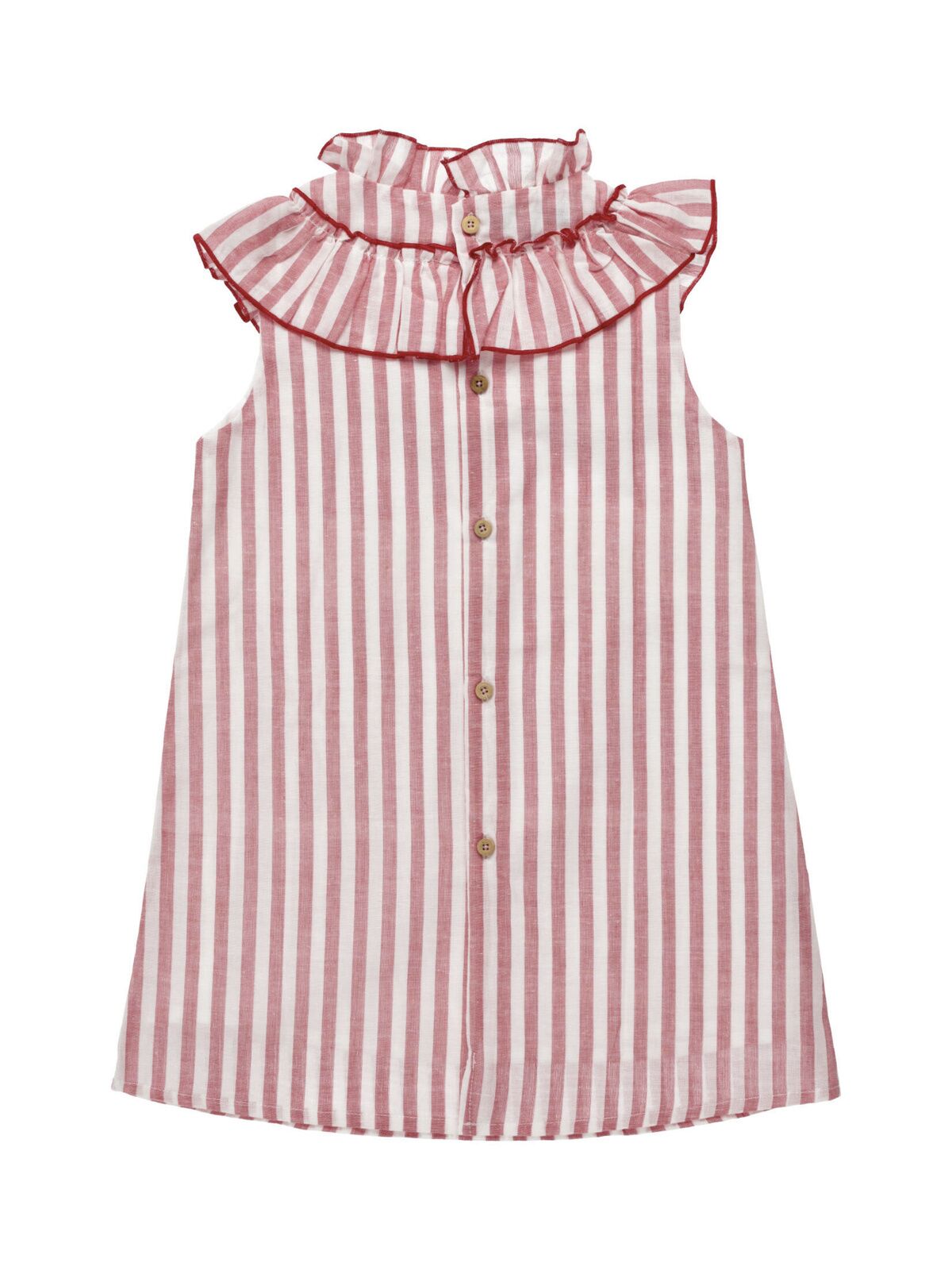 VESTIDO ALGODON RAYAS ROJAS