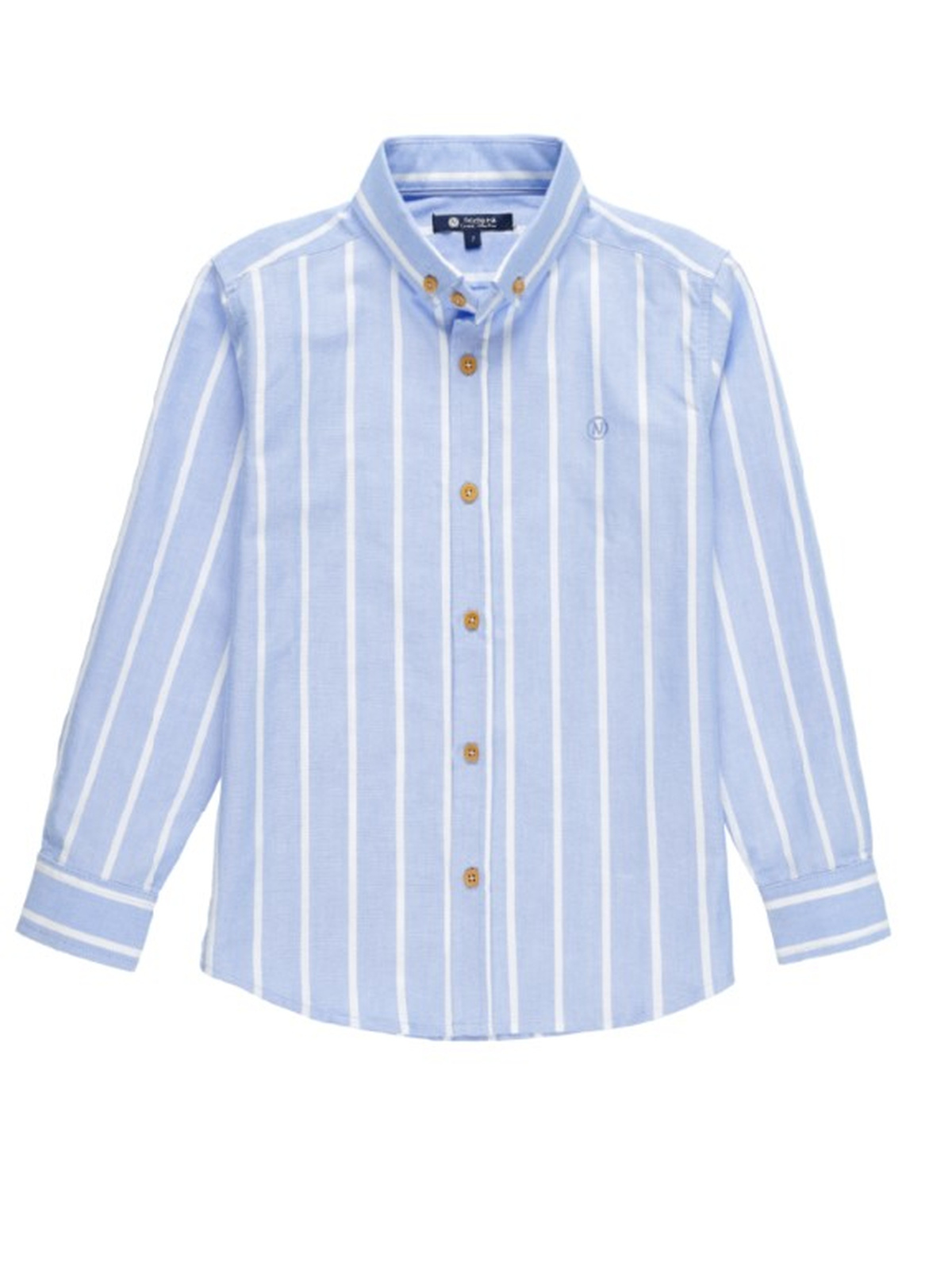 CAMISA NIÑO BASICA AZUL RAYAS BLANCAS