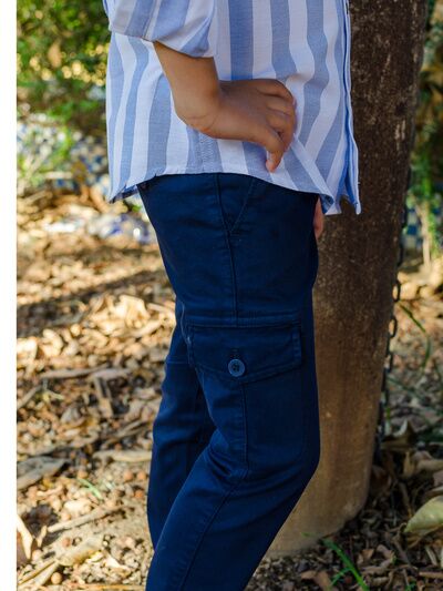 PANTALON CHINO CARGO MARINO 200