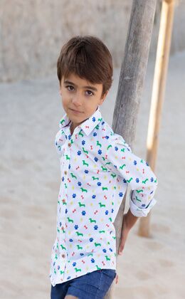 CHILDREN'S DOG PRINTED SHIRT