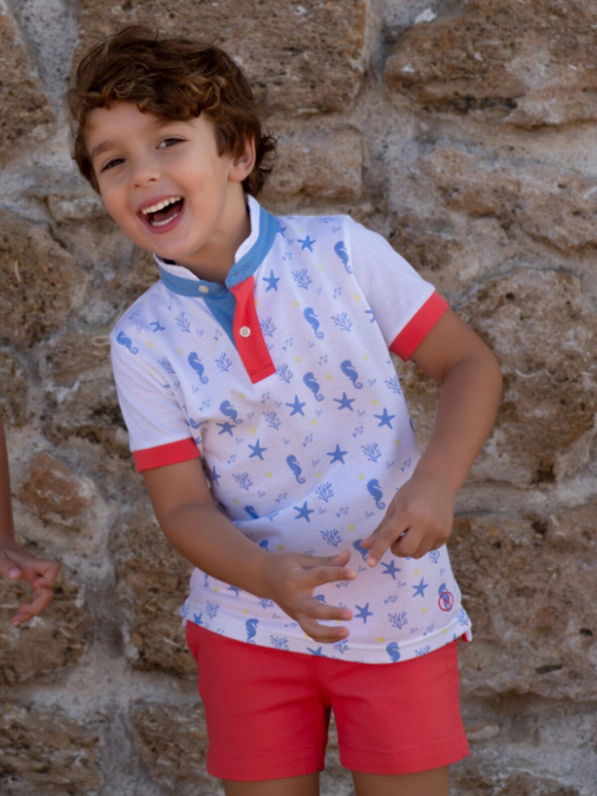 BOY'S SEAHORSE PRINTED POLO SHIRT