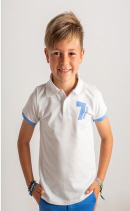 NUMBER 7 WHITE POLO SHIRT 