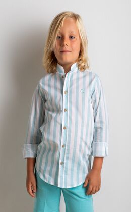 CAMISA RAYAS AGUA MARINA