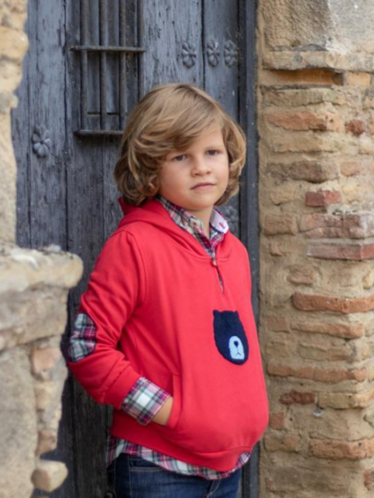 SUDADERA DE NIÑO ROJA OSO