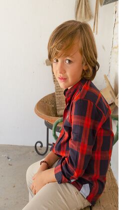 CHILDREN'S RED PLAID SHIRT