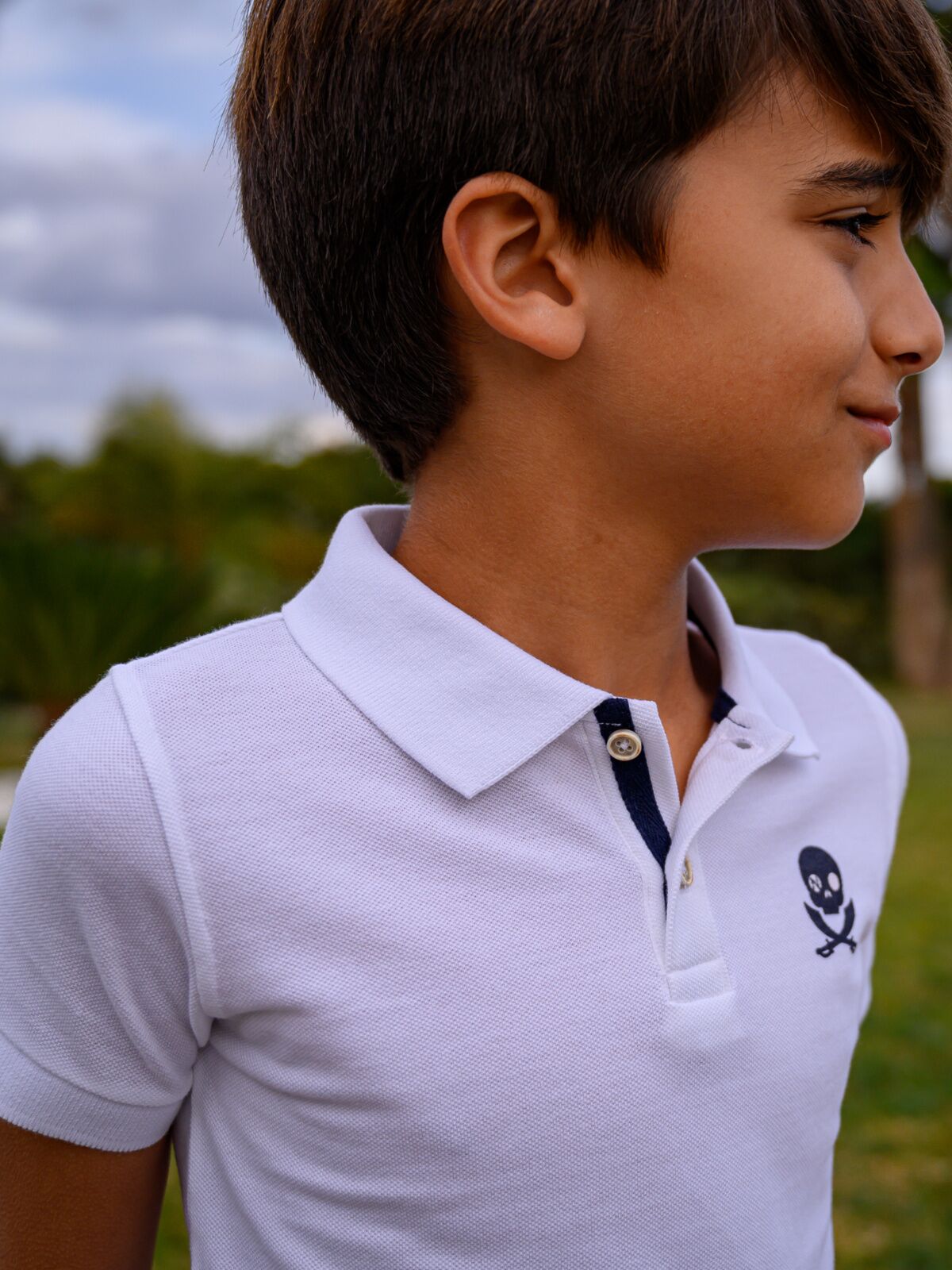POLO NIÑO BLANCO CALAVERA