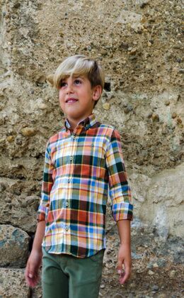 CAMISA NIÑO CUADROS VIELLA ORANGE