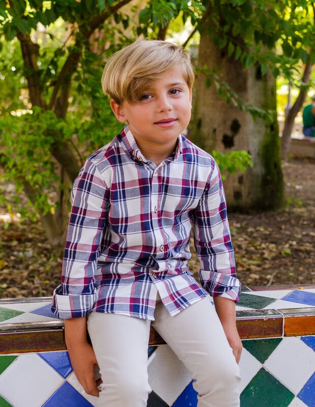 CAMISA NIÑO CUADROS MARINO 