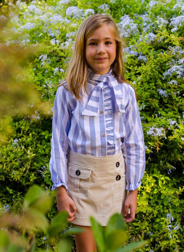 CAMISA NIÑA RAYAS CELESTE