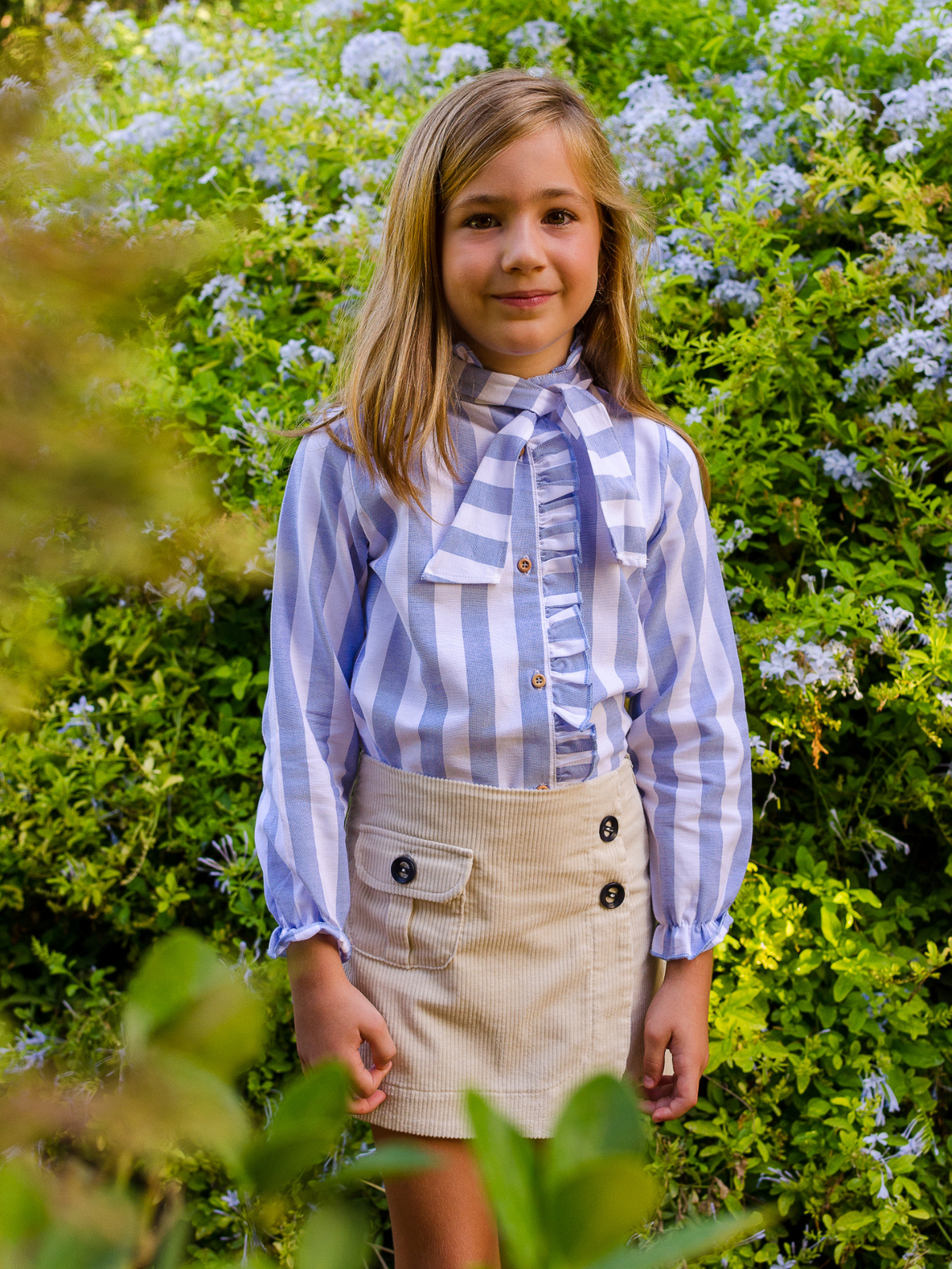 CAMISA NIÑA RAYAS CELESTE
