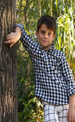 CAMISA POLERA NIÑO  VICHY NEGRA