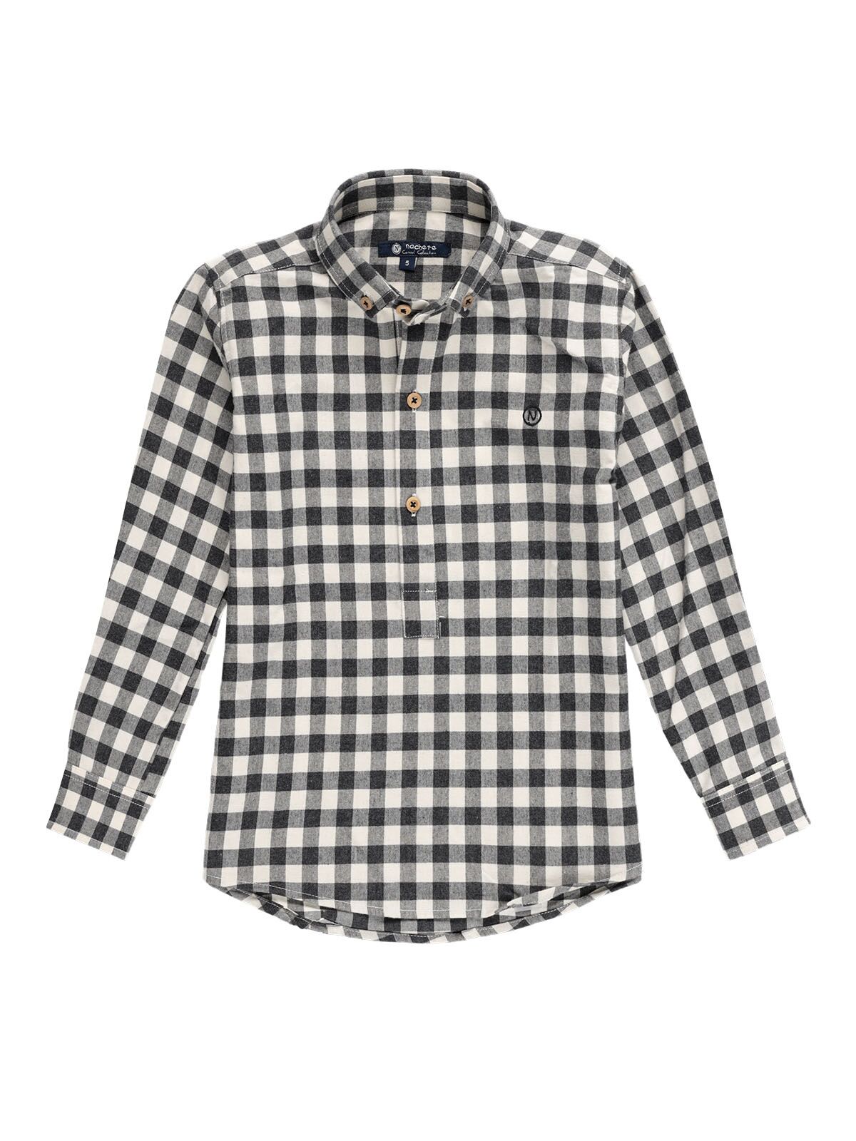CAMISA POLERA NIÑO  VICHY NEGRA