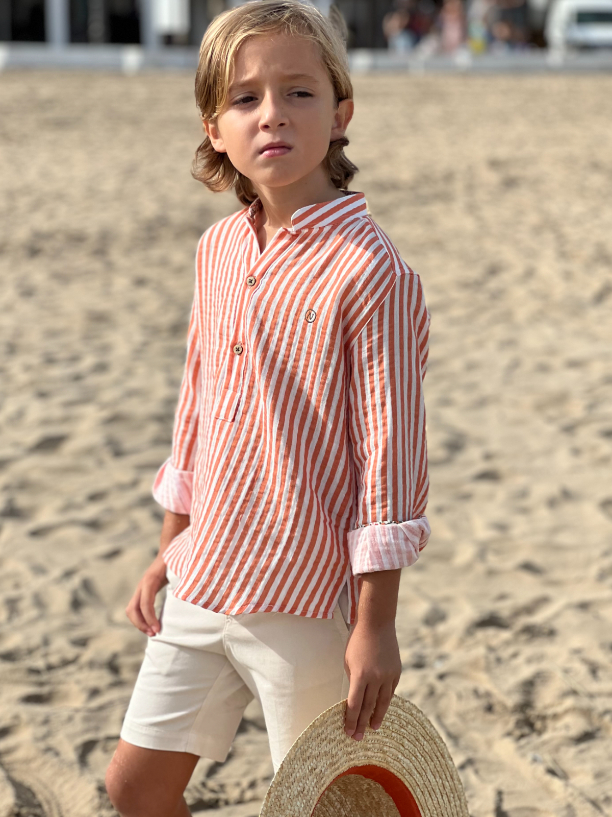 CAMISA NIÑO RAYAS ORANGE BOBLE