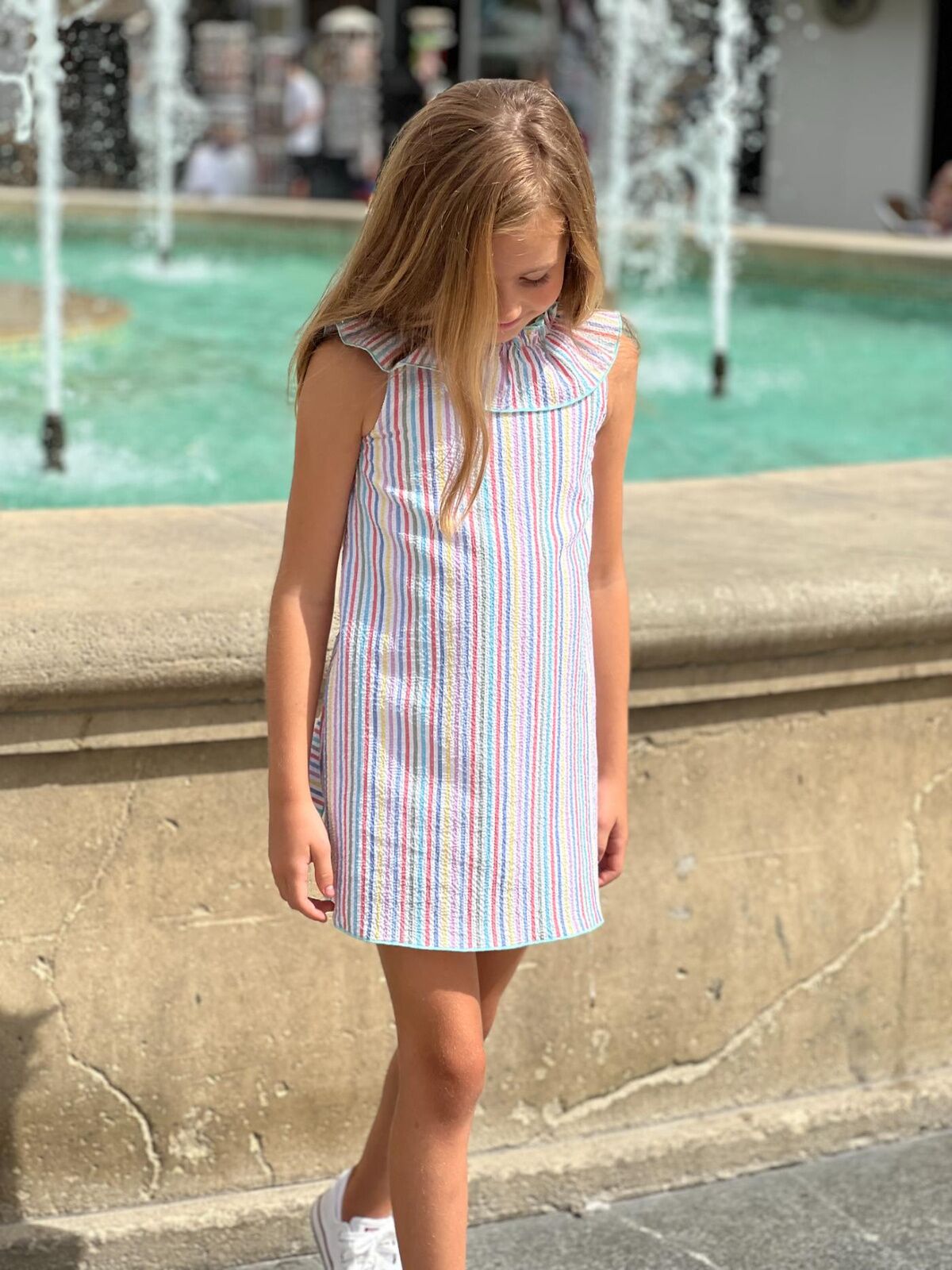 SEERSUCKER STRIPED DRESS