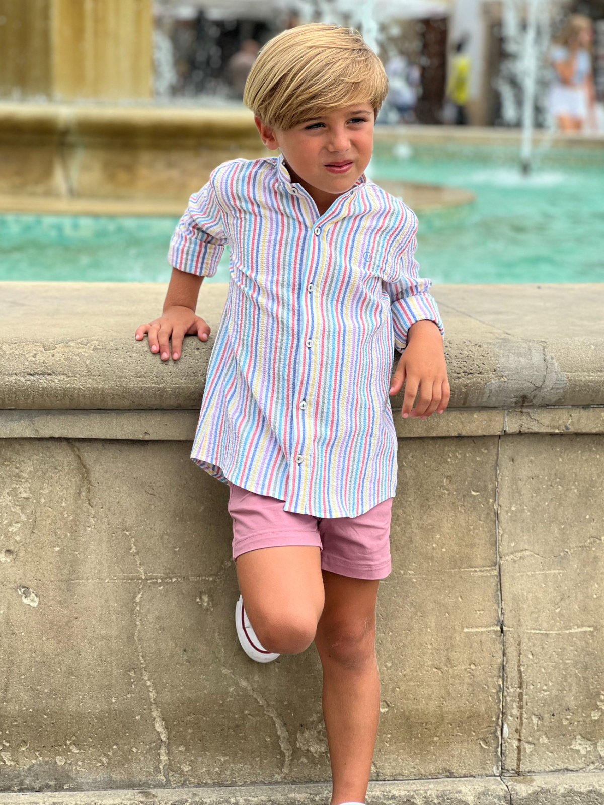 .CHILD SEERSUCKER STRIPED SHIRT