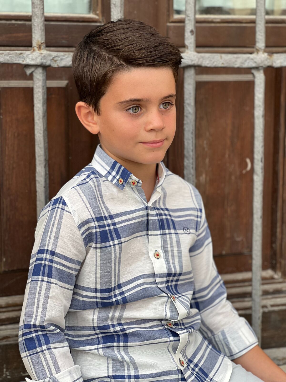 CAMISA NIÑO CUADROS LINO 