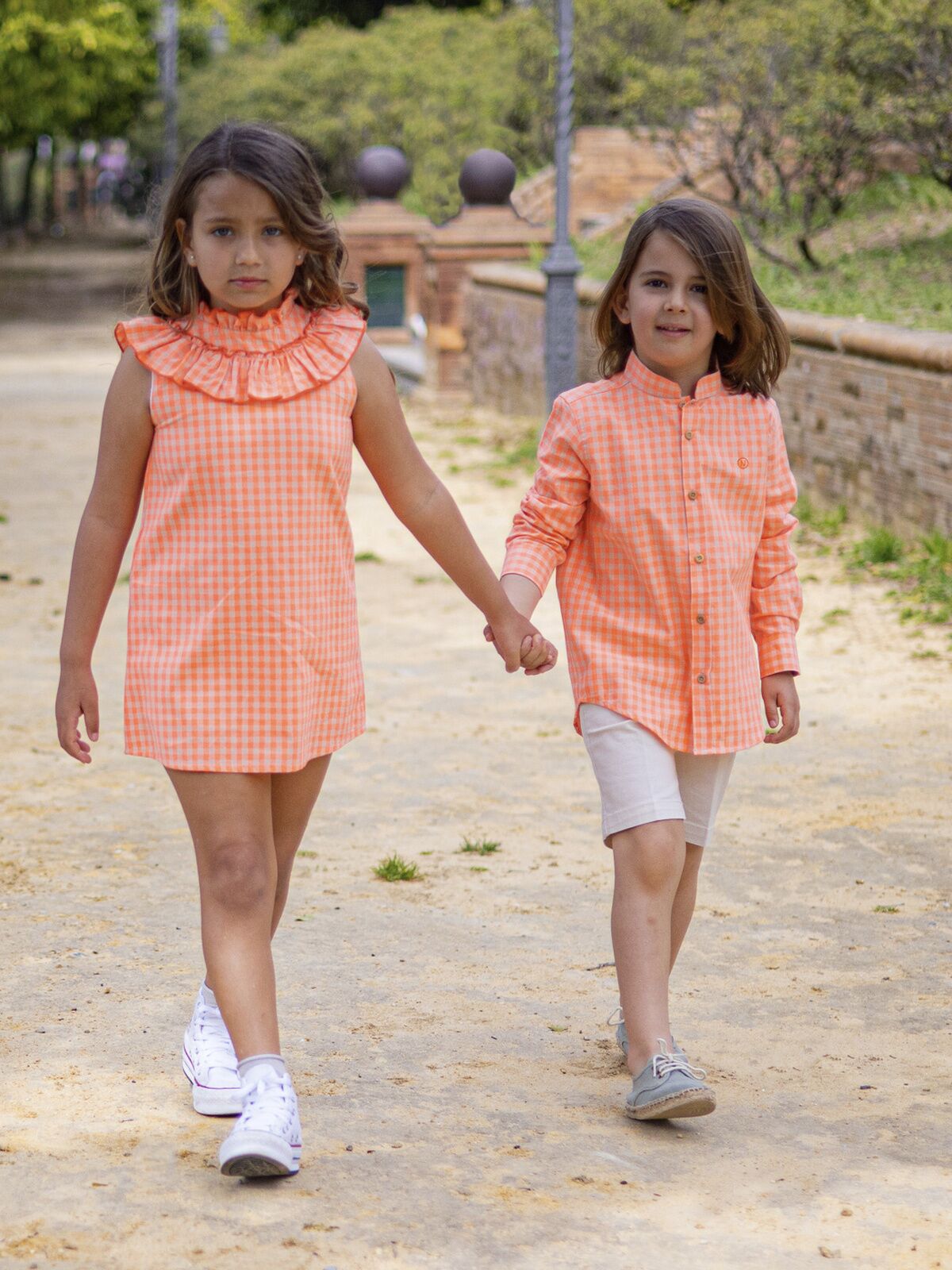 CAMISA VICHY NARANJA FLUOR