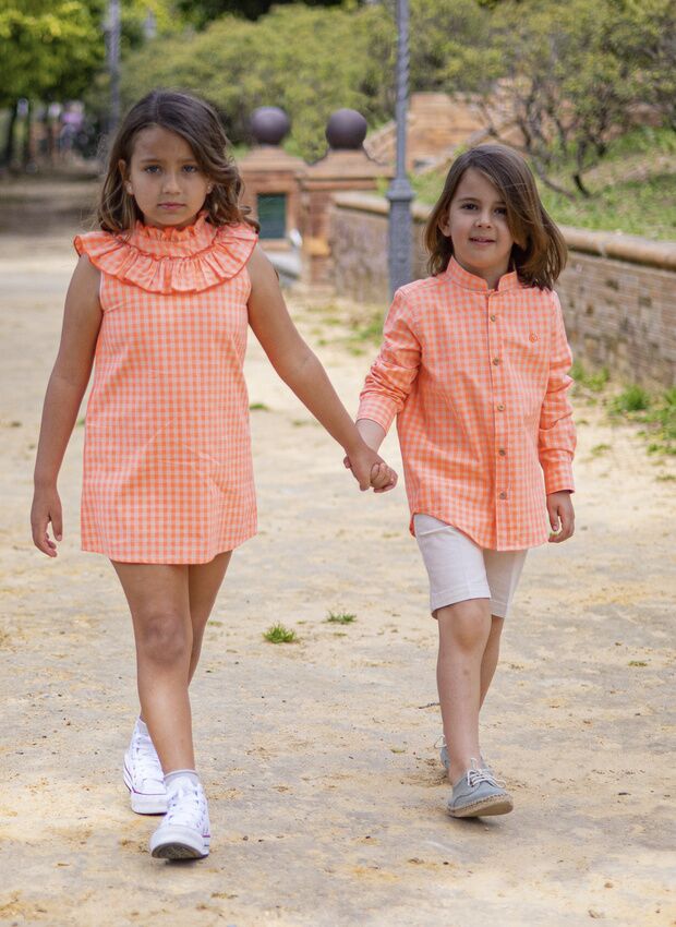 CAMISA VICHY NARANJA FLUOR