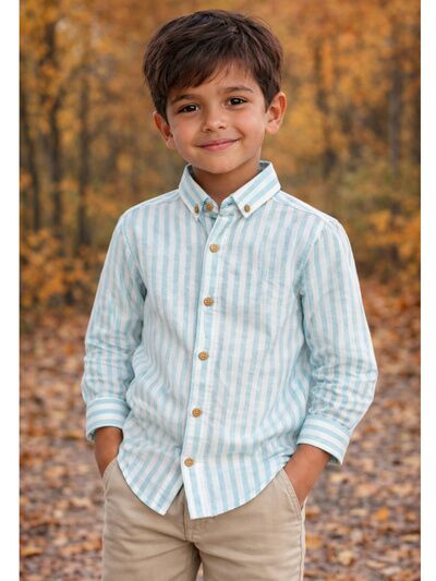 CAMISA RAYAS VERDE AGUA