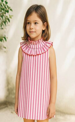 RED STRIPED COTTON DRESS