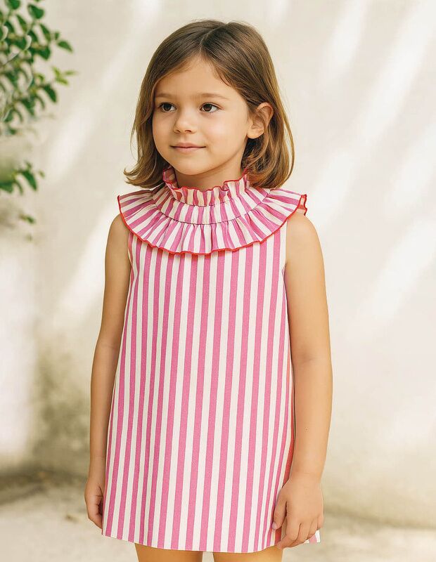 RED STRIPED COTTON DRESS