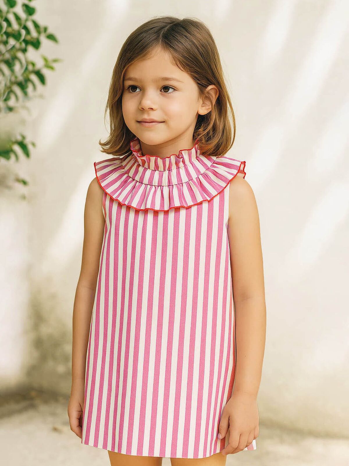 VESTIDO ALGODON RAYAS ROJAS