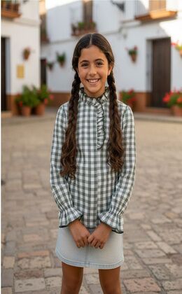 CAMISA NIÑA VICHY VERDE