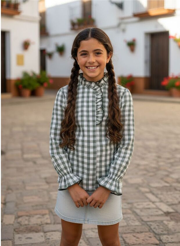 CAMISA NIÑA VICHY VERDE