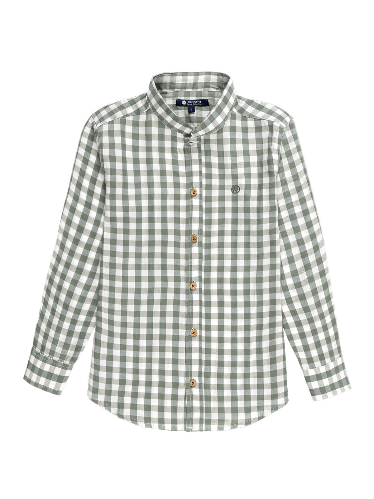 CAMISA NIÑO CUELLO MAO VICHY VERDE