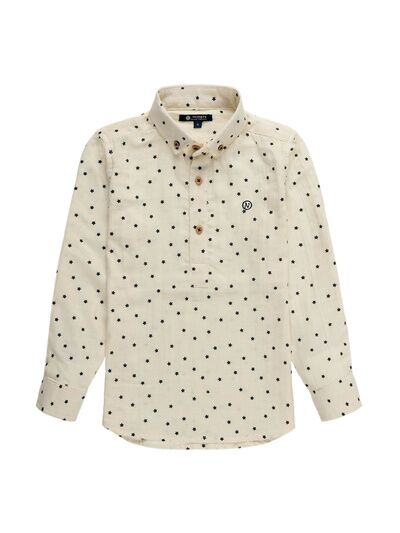 POLERA NIÑO BEIG ESTRELLAS NEGRAS