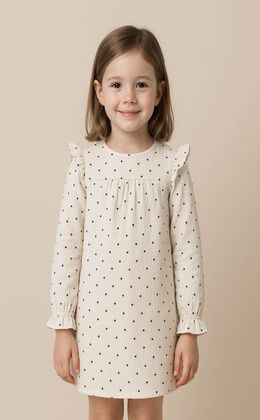 VESTIDO NIÑA BEIGE ESTRELLAS 